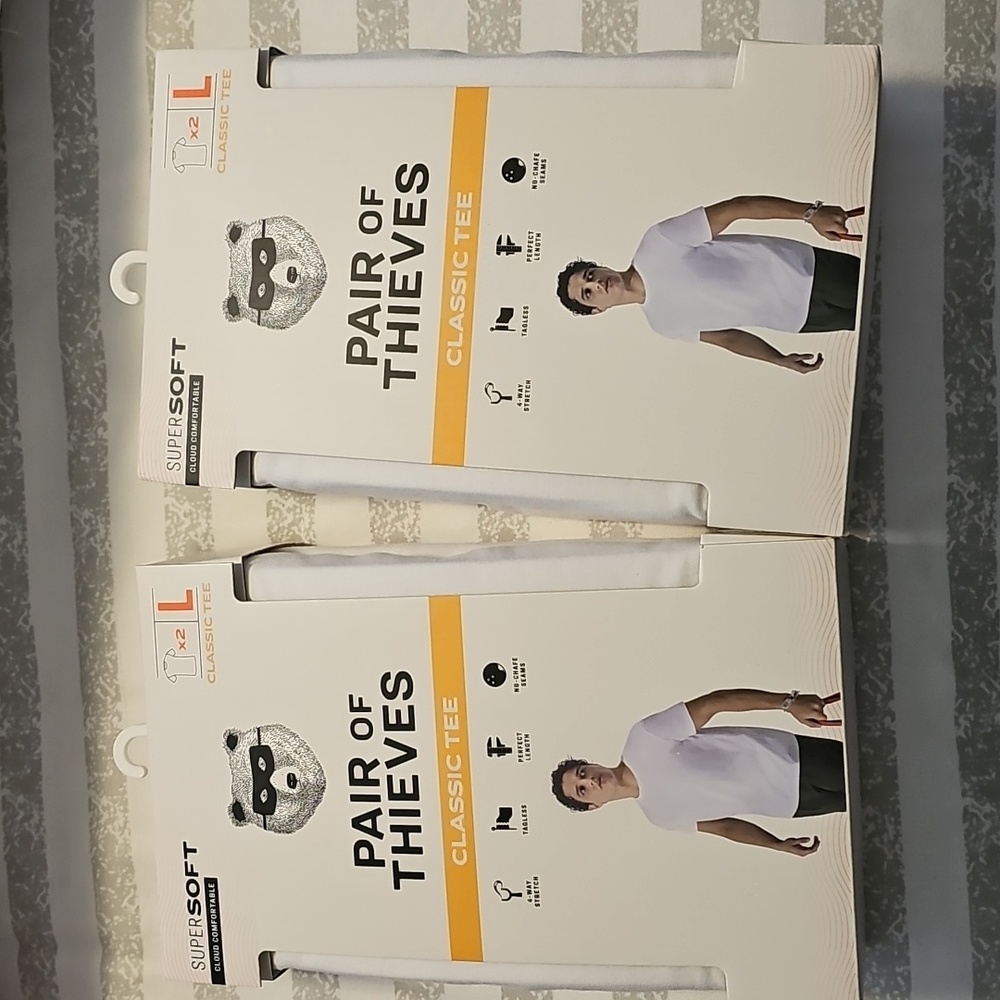 Pair Of Thieves Men's 2pk. Crew Undershirts White Size L 4 Tees Total
